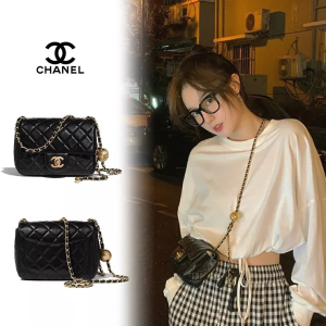 Chanel Black Sheepskin Metal Ball FLAP BAG Flap Bag